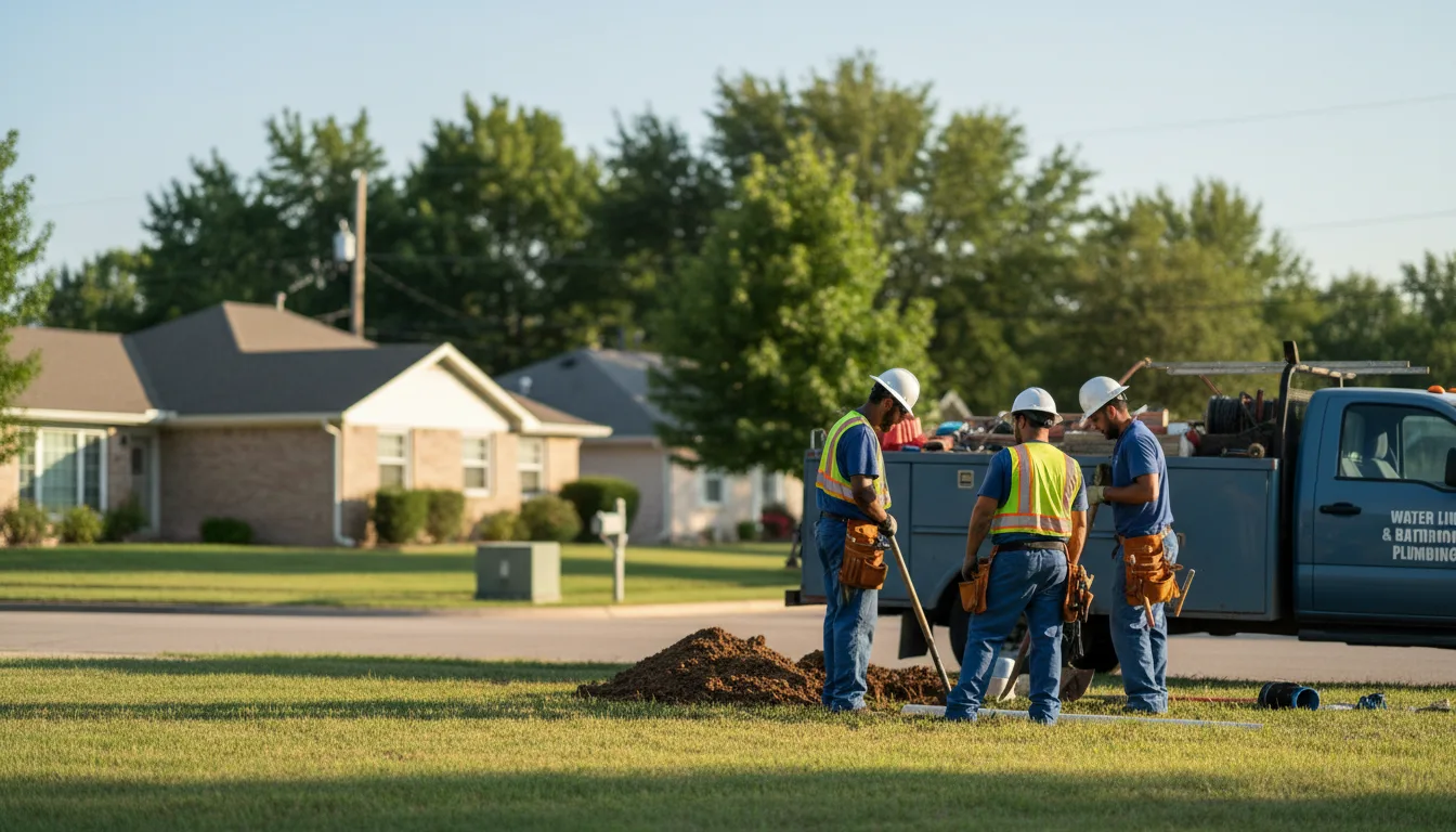 Residential water line and bathroom plumbing service in Okemah, OK